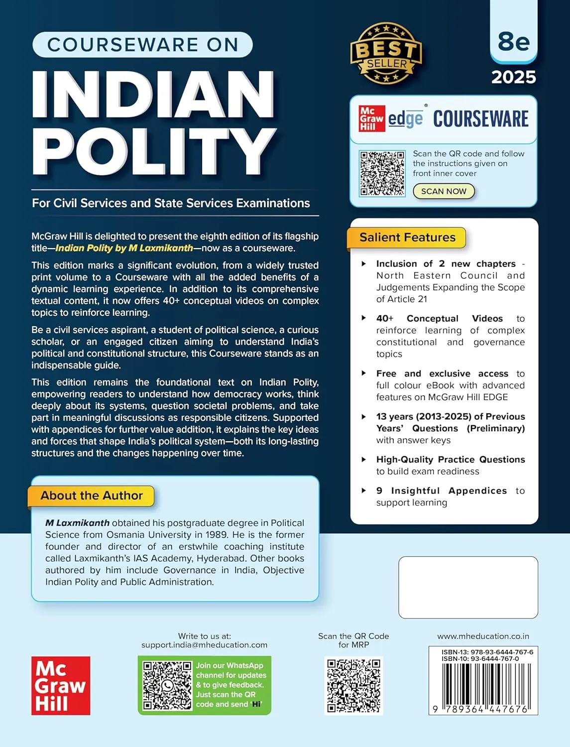 Indian Polity Courseware (English), 8e by M Laxmikanth for UPSC 2026 | 40+ Conceptual Videos | Colour eBook | Solved 13 Years Prelims PYQs (2013-25) | 12 Years Main Exam Questions | Practice Questions — view 2